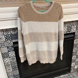 Striped Beige and White Sweater